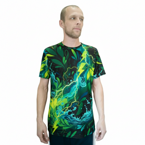 Футболка с полной запечаткой прямого кроя, модель с коротким рукавом, материл coolpass