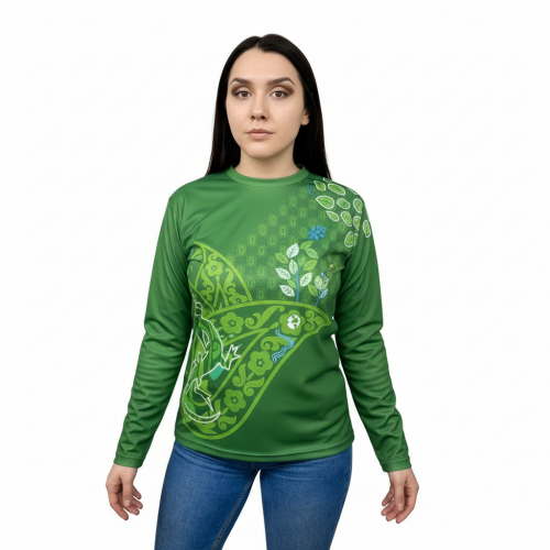 Футболка с полной запечаткой женская, модель с длинным рукавом, материал джерси