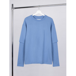 Футболка оверсайз с двойным рукавом Kosmos, синяя