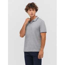 Рубашка поло унисекс Palermo, серый меланж с темно-синим