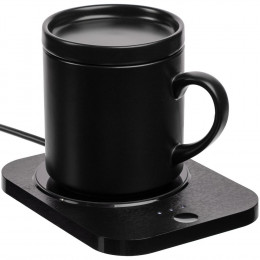 Кружка с подогревом и беспроводной зарядкой dualBase plus, черная