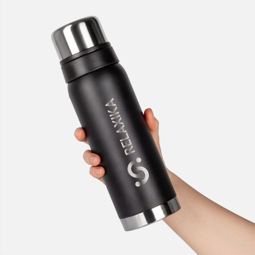 Термос Relaxika 750 со стикерпаком, черный