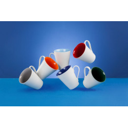 Кружка New Bell матовая, белая с оранжевым