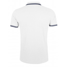 Рубашка поло мужская Pasadena Men 200 с контрастной отделкой, белая с синим