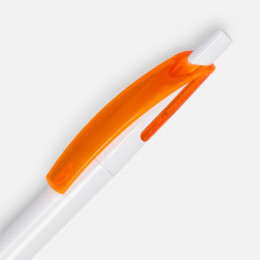 Ручка шариковая Bento, белая с оранжевым