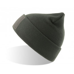 Шапка вязаная  двойная Wind-S, с отворотом и патчем, темно-серый, 100% переработанный полиэстер