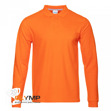 Рубашка поло унисекс STAN длинный рукав хлопок 185, 104LS                                                                                         оранжевый   